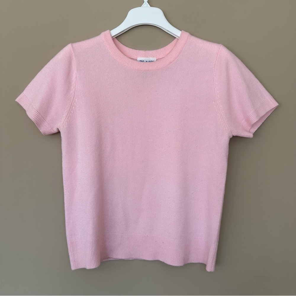 Vintage Blair Women M Pastel Pink Light Sweater Short Sleeve Coquette Barbiecore